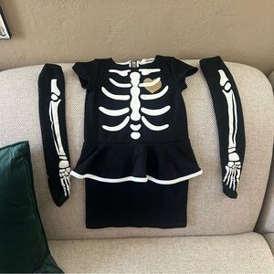 H&M Black Skeleton Costume with Gold Heart